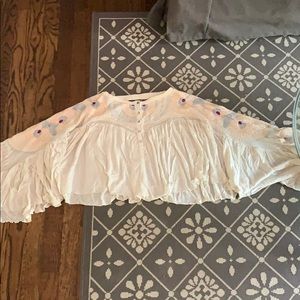 women’s xs free people embroidered float top